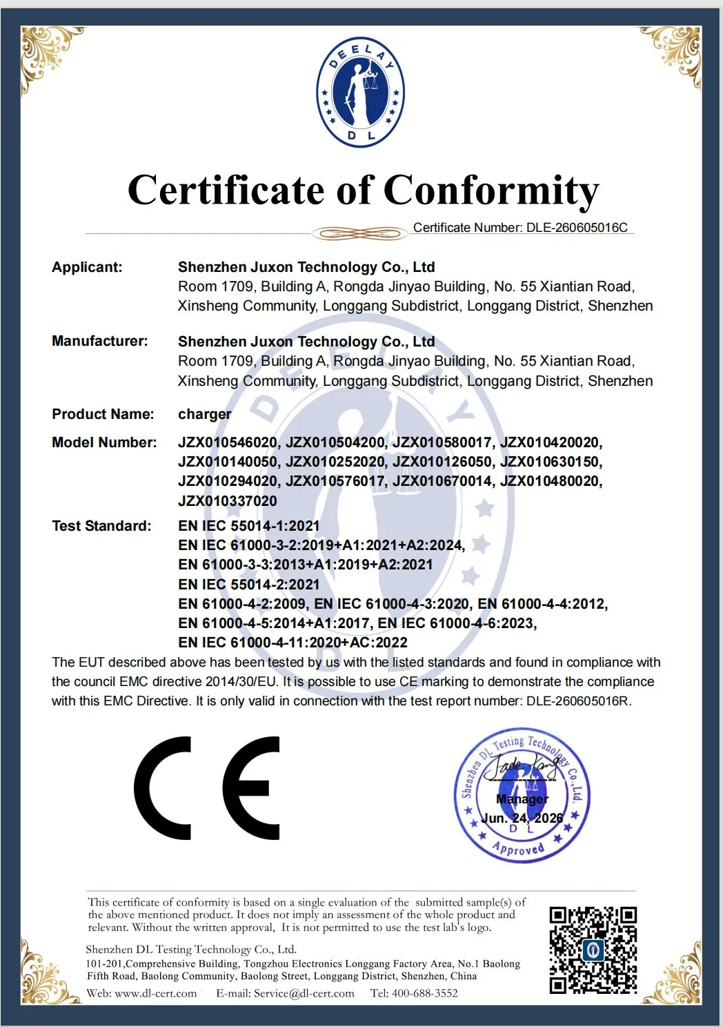 CE certificate — JUXON